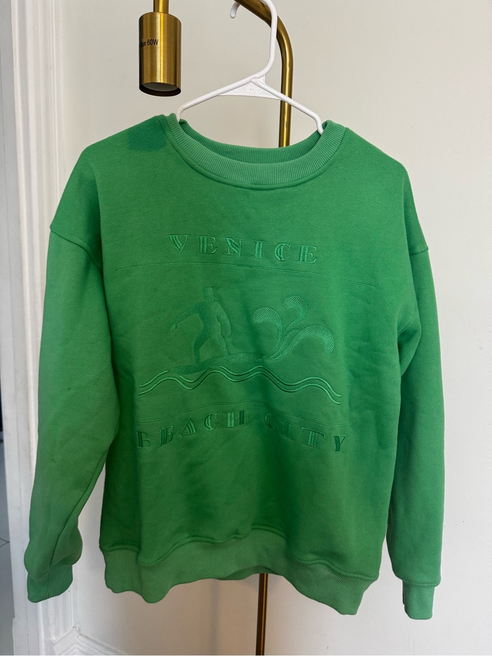 Venice Beach City Embroidered Crewneck Sweater - Green